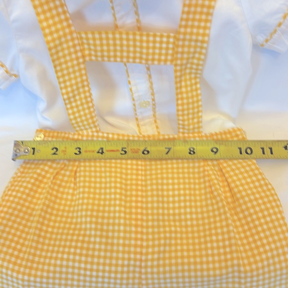 NWOT VINTAGE EUROPEAN MERCEDES CORTINA  OVERALLS/ SHIRT SET YELLOW & WHITE 2T - Picture 7 of 9